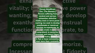 Zincum metallicum homoeopathic medicine mataria medica youtubeshorts materiamedica aiapget [upl. by Mannes]