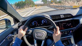 2021 Audi Q3 S Line 45 TFSI quattro  POV Test Drive by Tedward Binaural Audio [upl. by Asiil]