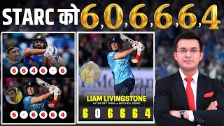 ENGvsAUSLiam Livingstone explodes with 606664 off Mitchell Starc to break multiple ODI records [upl. by Elledoj543]