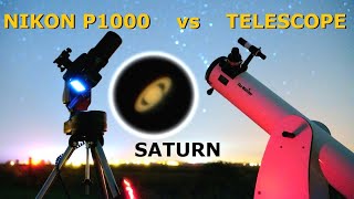 Telescope vs Nikon P1000  Saturn Planet Saturn through a 6 inch SkyWatcher Telescope and Camera [upl. by Siladnerb496]