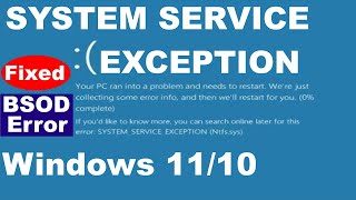 How to Fix System Service Exception Error in Windows 1011 [upl. by Mechelle910]