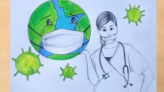 Drawing of Coronavirus  Save Earth from Corona Virus Awareness Safety Poster [upl. by Jorin507]