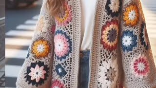 knitting patterns crochet wool knitted cardigan model pattern crochethandmade design [upl. by Huei]