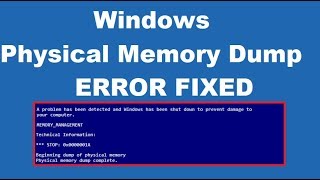 How to To Fix Physical Memory Dump Error [upl. by Docila]