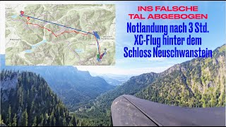 Gleitschirm Notlandung nach 35km XC hinter dem Schloss Neuschwanstein Tegelberg [upl. by Aihsilef942]