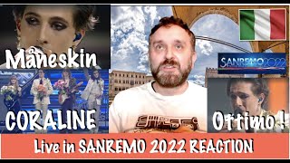 MANESKIN  quotCORALINEquot LIVE In SANREMO FESTIVAL 2022 REACTION [upl. by Leighton]