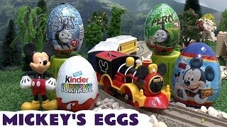 Fun Mickey Mouse Egg Hunt On A Toy Train [upl. by Myrtia]