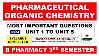 Most Important Questions of Pharmaceutical Organic Chemistry 2  B pharma 3rd sem  Carewell Pharma [upl. by Cayla]