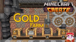 Minecraft Create Mod 1201 FULLY AUTOMATIC GOLD farm tutorial [upl. by Datha]