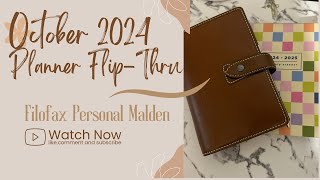 October 2024 Planner Setup amp FlipThru  Filofax Malden Personal [upl. by Airla]