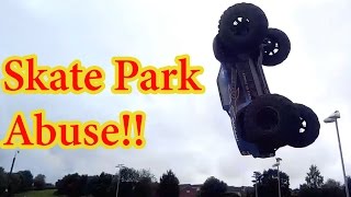 Traxxas Xmaxx amp Team C T8T Skatepark Massive Extreme Air [upl. by Gemina]