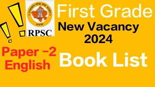 RPSC 1st Grade New Vacancy 2024  RPSC English 1st Grade Book List and strategies ☀️🌞🧐🤗 [upl. by Aratnahs183]