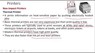 Non Impact Printers  Laser Printer Ink Jet Printer Thermal Printer Plotter  Speaker Head Phone [upl. by Lambard]