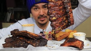 PORK BBQ RIBS vs BEEF BBQ RIBS MUKBANG  RIBLINE WAY [upl. by Rasecoiluj]