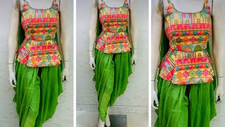 Designer Peplum Kurti Cutting and Stitching Sharara Kurti cutting amp stitchingDIY kurti [upl. by Dore]