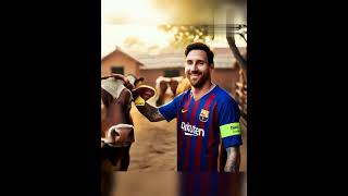 messi and ronaldo enjoying cow milk shorts football ai ronaldo messi [upl. by Ruenhcs]