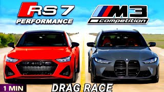 DRAG RACE Audi RS7 vs Bmw M3 competition unbeatable drag 🔥 [upl. by Ahsimal]