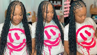 Flip Over Bohemian Fulani Braids 1010  Tutorial [upl. by Aicillyhp326]