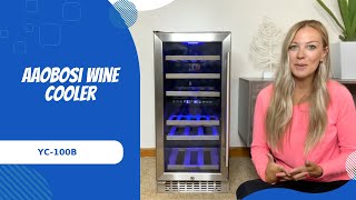 AOBOSI Wine Cooler 15 Inch Dual Zone Wine Fridge with Temperature Memory Quick and Quiet [upl. by Haral]