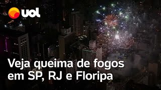 Réveillon 2024 Veja imagens aéreas da queima de fogos em São Paulo Rio de Janeiro e Florianópolis [upl. by Kotick]