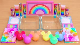 Giant Pastel Rainbow Slime  Mixing Makeup Eyeshadow Into Slime ASMR [upl. by Atnoved]