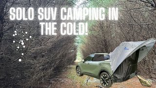 Solo SUV Camping in the COLD  Napier Sportz Cove car tent KIA SPORTAGE [upl. by Edahc]