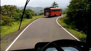 Brilliant Driving on Dangerous Amba Ghat  Kolhapur Ganpatipule MSRTC Bus Ride on Amba Ghat  Konkan [upl. by Xenophon830]