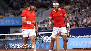 Rafael Nadal Carlos Alcaraz show why theyre a DREAM TEAM in first doubles match  Paris Olympics [upl. by Yeliac937]