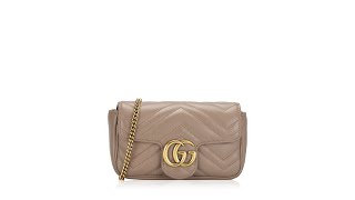 Gucci GG Marmont Matelasse Super Mini Flap Shoulder Bag Porcelain Rose [upl. by Lseil]