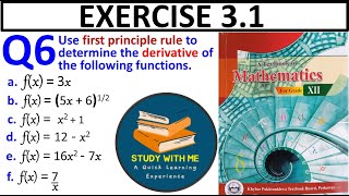 Exercise 31 Question 6 class 12 Maths KPK Book  Ex 31 Q No 6 First principle rule find derivative [upl. by Alexio]