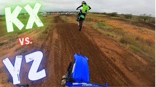 YZ125 vs KX125 WIDE OPEN RACING [upl. by Lleddaw]