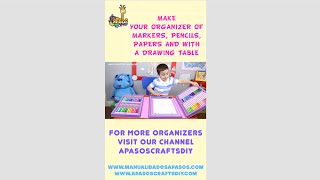 Organizer for Markers Pencils papers and with a Drawing Table  aPasos Crafts DIY [upl. by Bibeau984]