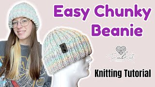 EASY Chunky Knit Beanie  TUTORIAL  DIY [upl. by Brookhouse]