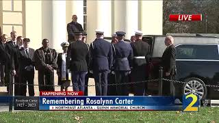 Former First Lady Rosalynn Carters casket carried into the church [upl. by Goddord186]