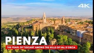 PIENZA The pearl of Tuscany among the hills of Val dOrcia Italy Aerial Drone 4K [upl. by Kcirrek]