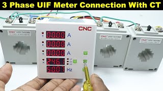 3 Phase Digital Voltage Current and Frequency Meter Connection with CT ElectricalTechnician [upl. by Eahsed]