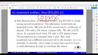 MS L3 Formulating amp Solving LP in Investment Problem Management Science [upl. by Nere103]