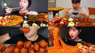 Korean Mukbang Spicy Food Cooking and Eating Spicy Noodles Seafood Chicken Black Bean Noodles [upl. by Rube]