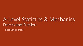 ALevel Mechanics 51 Resolving Forces [upl. by Caughey956]