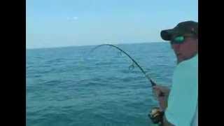 40 LB BARACUDA JUMPS INTO FISHING BOAT [upl. by Innoc937]