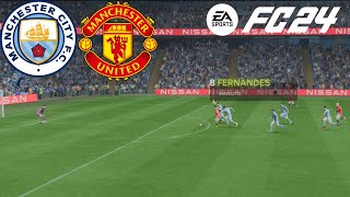 MANCHESTER CITY VS MANCHESTER UNITED  FC24  PC GAMEPLAY [upl. by Ateekan]