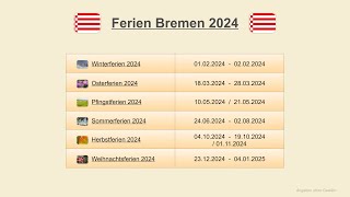 Ferien Bremen 2024 [upl. by Merrel]