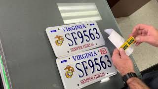 Virginia License Plate Sticker Install  year and month DMV GampC Tire and Auto Service [upl. by Annaet]