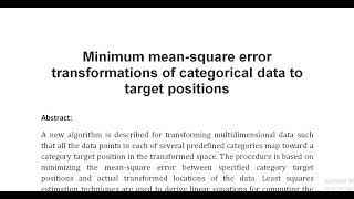 Minimum mean square error transformations of categorical data to target positions [upl. by Oiredised]