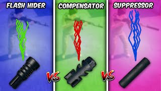 Compensator vs Flash Hider vs Suppressor PUBG Mobile amp BGMI Muzzle Attachment  Tips and Tricks [upl. by Anthony819]