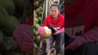 Amazing Cambodian Lady Coconut Cutting Skills  Fruit Cutting Skills [upl. by Brackett]