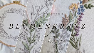 Wir sticken die Blumenkrank Ylvie Step by Step Modern Embroidery Blumen sticken [upl. by Atirys]