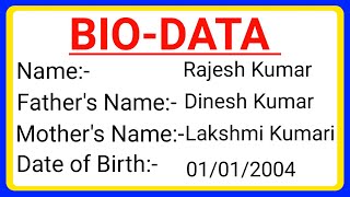 BioData format  Bio Data kaise banaye  How to make Bio Data in English  Bio data kaise likhe [upl. by Allare]