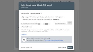 Verify Domain Ownership via DNS Record  Google Search Console publisher 2020 DNS amp TXT Records [upl. by Amada]