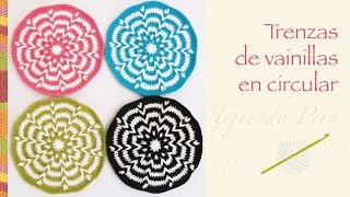 Crochet paso a paso trenzas de vainillas en circular incluye diagramas Hicimos un bolso [upl. by Lesak]